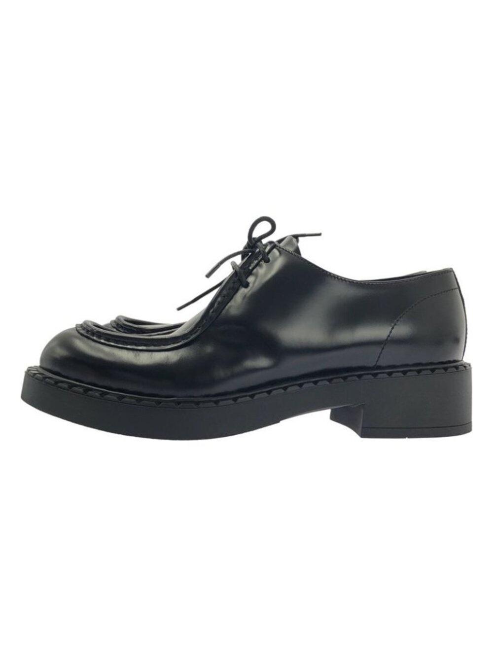 Prada Brushed Leather Lace Up Loafers 40 Black - Picture 2 of 9